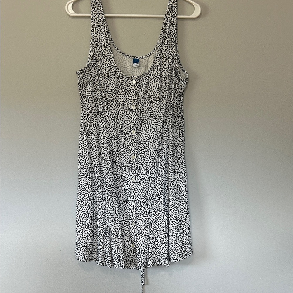 Old Navy White Tank Top with Navy Floral Trim